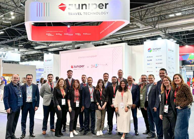 Juniper Travel Technology at FITUR 2025 showcasing the Juniper Booking Engine Website, revolutionizing online travel distribution.