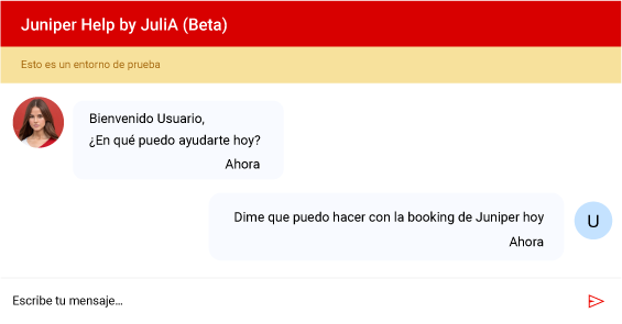 Chatbot interface of JuliA inside Juniper intranet